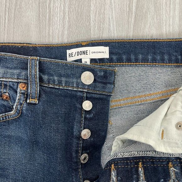 Re/Done Originals  Revolve High Rise Ankle Crop Jean Midnight Blue Dark Wash 27 - Picture 7 of 12